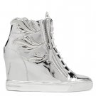 *Brand New* Authentic Giuseppe Zanotti Silver mirrored patent leather upper wedge Cruel