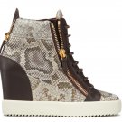 *Brand New* Authentic Giuseppe Zanotti Natural python-embossed calf leather upper David Wedge