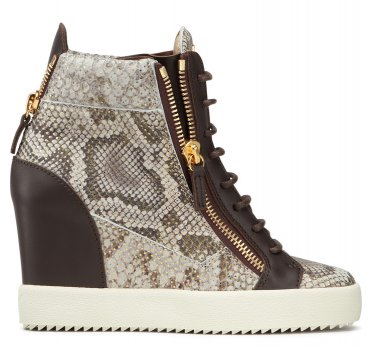 *Brand New* Authentic Giuseppe Zanotti Natural python-embossed calf leather upper David Wedge