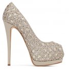 *Brand New*Authentic Giuseppe Zanotti Neutral color with golden glitter finish Sharon Pumps