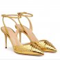 *Brand New* Authentic Giuseppe Zanotti Golden mirrored patent leather upper with studs