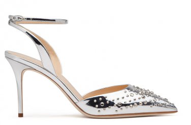 *Brand New* Authentic Giuseppe Zanotti Silver mirrored patent leather upper with studs