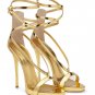 *Brand New* Authentic Giuseppe Zanotti Gold Mirrored Patent Leather Strap Pumps