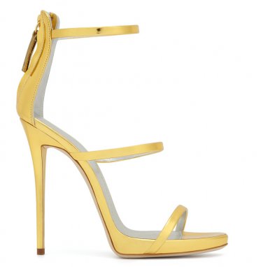 *Brand New* Authentic Giuseppe Zonatti Gold Mirrored Patent Leather Strap Heels