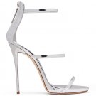*Brand New* Authentic Giuseppe Zanotti Silver mirrored patent leather Strap Heels
