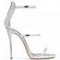 *Brand New* Authentic Giuseppe Zanotti Silver mirrored patent leather Strap Heels