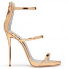 *Brand New* Giuseppe Zanotti Rose Gold Mirrored Leather Strap Heels