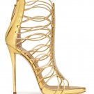*Brand New* Authentic Giuseppe Zanotti Gold Metallic Calfskin Leather Upper Heels