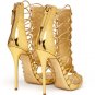 *Brand New* Authentic Giuseppe Zanotti Gold Metallic Calfskin Leather Upper Heels