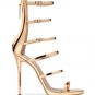 *Brand New* Authentic Giuseppe Zanotti Mirrored Rose Gold Patent Leather Strapped Upper Heels