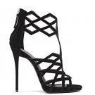 *Brand New Giuseppe Zanotti Black Suede Laser- Cut Upper High Heels