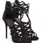 *Brand New Giuseppe Zanotti Black Suede Laser- Cut Upper High Heels