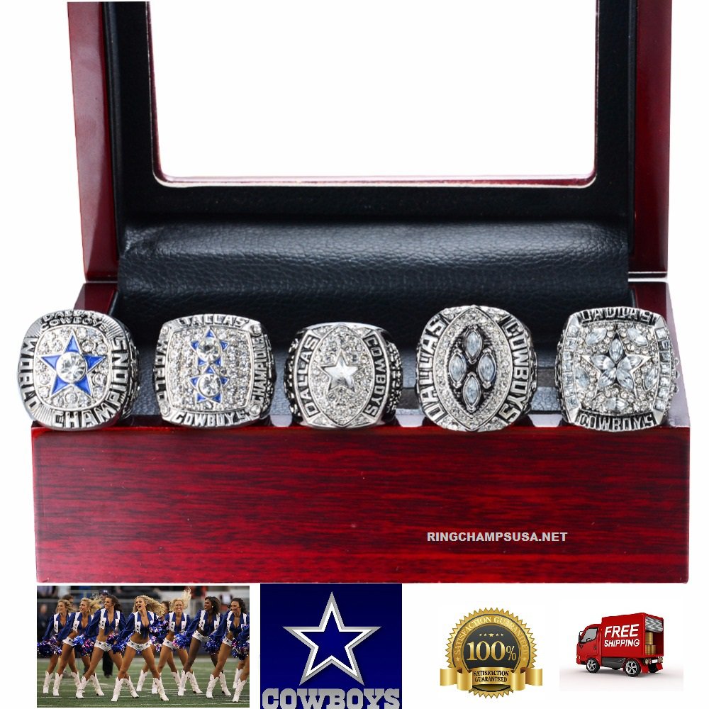 Dallas Cowboys SILVER PLATED Championship Replica Super Bowl 5 Ring Box