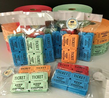 500/1000 Raffle Tickets 50/50 Double Stub Split the Pot Festival New 4 Colors