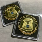 2X MICHIGAN STATE POLICE MSP GOLD PLATED FINISH Police Challenge Coin Gift Pack