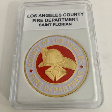 LACoFD LOS ANGELES COUNTY FIRE DEPARTMENT Gold Plated Challenge Coin F-20
