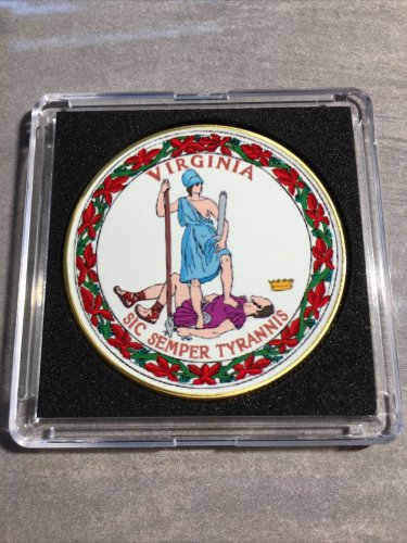 VIRGINIA State Seal Challenge Coin Colorized USA w/Case #352