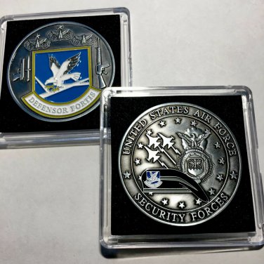USAF CHALLENGE COIN US AIR FORCE SECURITY POLICE MILITARY w Case