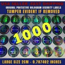 1000 ROUND HOLOGRAM AUTHENTIC VOID SECURITY LABELS STICKERS SEALS LARGE SIZE