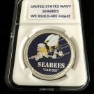 US Navy Seabees Can Do "We Build~We Fight Challenge Coin w/Case N-33