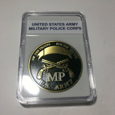 US ARMY MP Challenge Coin Of the Troops-For the Troops" With Labeled Case!