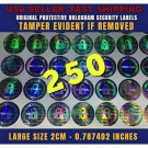 250 ROUND HOLOGRAM AUTHENTIC VOID SECURITY LABELS STICKERS SEALS LARGE SIZE