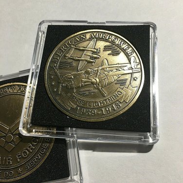 WW2 USAF P-38 LIGHTNING FIGHTER Challenge Coin w/Case FREE SHIPPING USA AF42