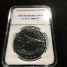 F-14 Tomcat Brushed Metal Challenge Coin United States Navy USN 40mm w/ Case N-6