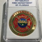 PITTSBURGH FIRE DEPARTMENT GOLD PLATED FINISH Challenge Coin 40mm w/case F13