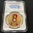 LAFD LOS ANGELES FIRE DEPARTMENT GOLD PLATED FINISH Challenge Coin 40mm w/case