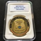 MICHIGAN STATE POLICE MSP GOLD PLATED FINISH Police Challenge Coin 40mm P25