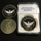 City of ATLANTA POLICE  24K GOLD  PLATED 40 mm Challenge Coin w Coin Slab P-7