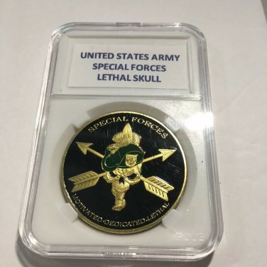 United States Army Special Forces Colorized GOLD FINISH Challenge Coin 40mm A22