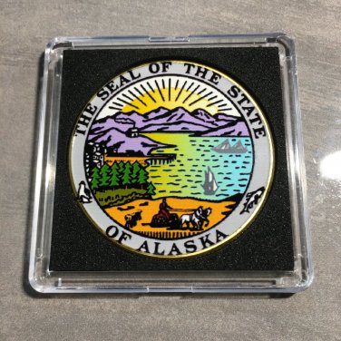 ALASKA State Seal Challenge Coin Colorized USA w/Case #348