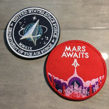 USAF Space Force Patch Set-Mars Awaits-Hook & LoopBack 3" Set of 2
