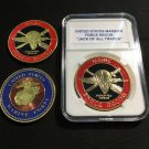 FORCE RECON Challenge Coin US Marines-USMC 40mm with Coin Slab M9