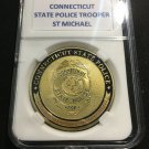 CONNECTICUT STATE POLICE TROOPER ST MICHAEL Challenge Coin 40mm with Case P-8
