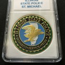 ILLINOIS STATE POLICE DEPARTMENT ST MICHAEL Challenge Coin 40mm with Case P16