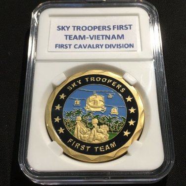 Vietnam Sky Troopers First Cavalry Division-First Team Challenge Coin w Case A42