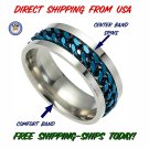 Men's Wedding Band Comfort Fit Anxiety Spinner Ring Stainless Steel Curb Chain