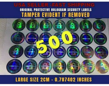 500 ROUND HOLOGRAM AUTHENTIC VOID SECURITY LABELS STICKERS SEALS LARGE SIZE