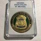 VIRGINIA STATE POLICE TROOPER Shield POLICE St. Michael Challenge Coin 40mm P-54