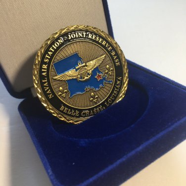 USN NAS JRB Naval Air Station Belle Chasse Louisiana CHALLENGE COIN Large w/Box