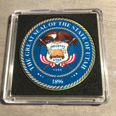 UTAH State Seal Challenge Coin Colorized USA w/Case #353