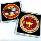 US Fire Rescue Thin Red Line Flag Challenge Collectible Coin Fireman Gift w/Case
