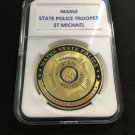 MAINE STATE POLICE TROOPER  ST MICHAEL Challenge Coin 40mm with Case P21