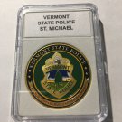 Vermont STATE POLICE Trooper  ST MICHAEL Challenge Coin 40mm with Case P61