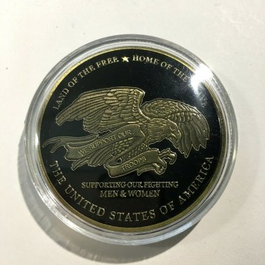 United States SUPPORT OUR TROOPS AMERICAN EAGLE Challenge Coin 50mm with Case