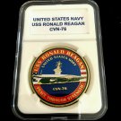USS RONALD REAGAN - CVN-76 Challenge Coin USN-US NAVY 40mm with Case