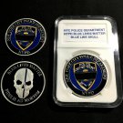 NYPD NY City Police Dept. Skull Blue Lives Matter Challenge Coin 40mm w Case P31